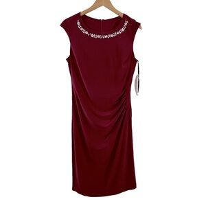 NWT Celavie Side Ruched Sleeveless Sheath Cocktail Bling Dress